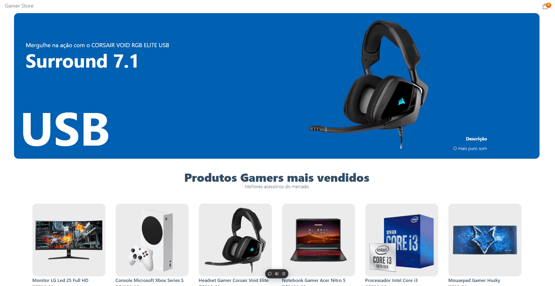Thumbnail do projeto Gamer Store
